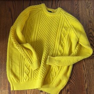Striking! Noah brand Bright Yellow Heavy Sweater.  100% Wool.  Made in UK.